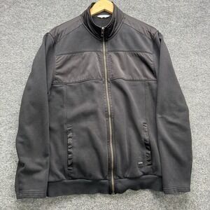 Calvin Klein Fleece Jacket Men's L Black Full Zip Lightweight Casual Outerwear